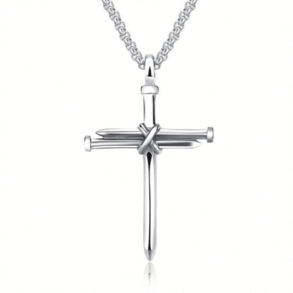 Men's Iron Nail Cross Pendant Necklace – Stainless Steel