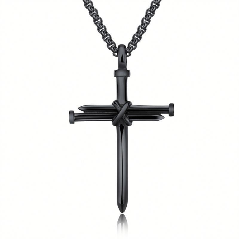 Men's Iron Nail Cross Pendant Necklace – Stainless Steel