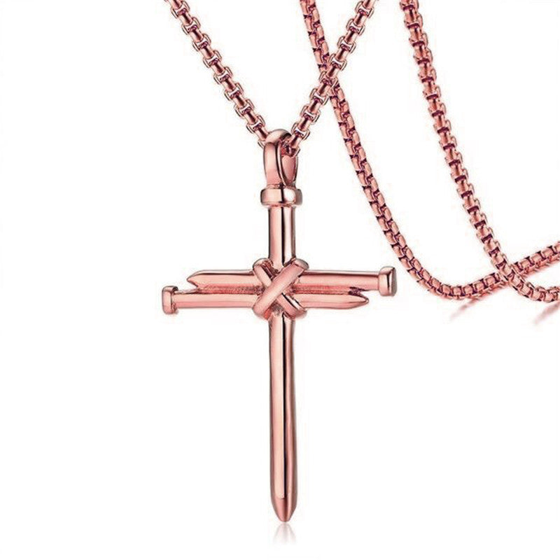 Men's Iron Nail Cross Pendant Necklace – Stainless Steel