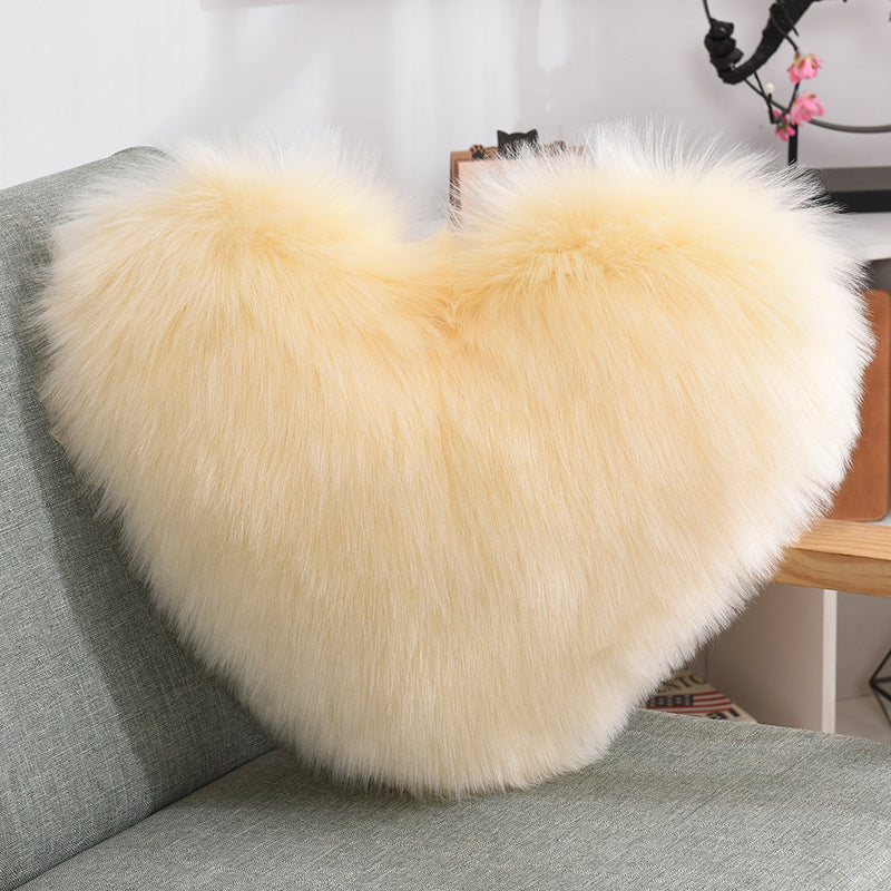 Heart-Shaped Fluffy Throw Pillow Cover