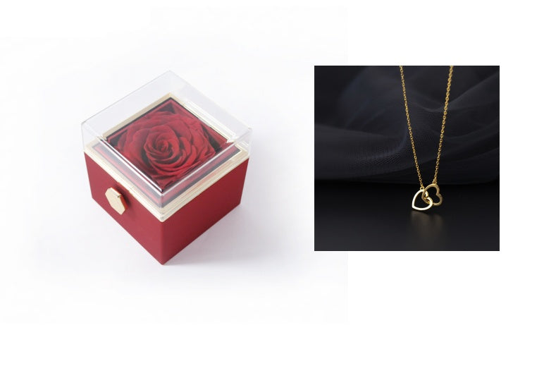 Acrylic Rotating Rose Jewelry Box with Necklace