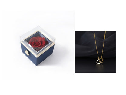 Acrylic Rotating Rose Jewelry Box with Necklace