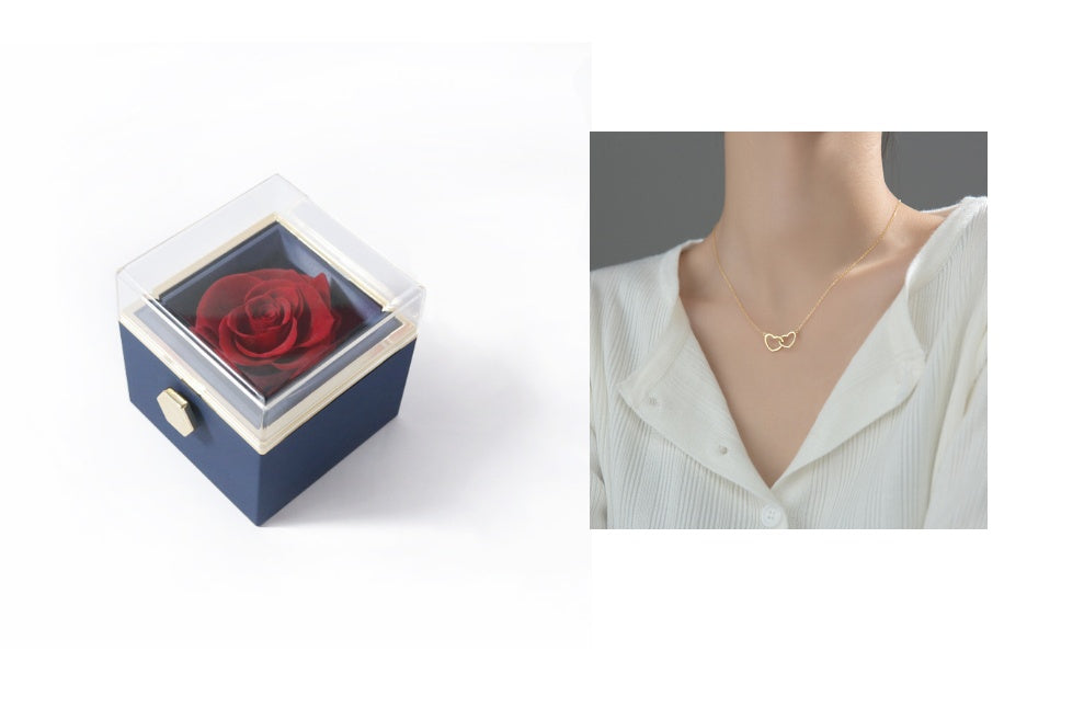 Acrylic Rotating Rose Jewelry Box with Necklace