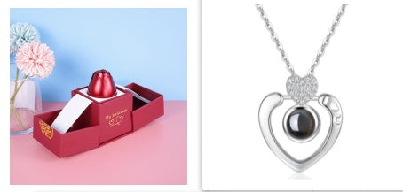 Metal Rose Jewelry Gift Box with Necklace