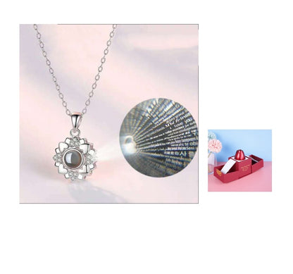 Metal Rose Jewelry Gift Box with Necklace