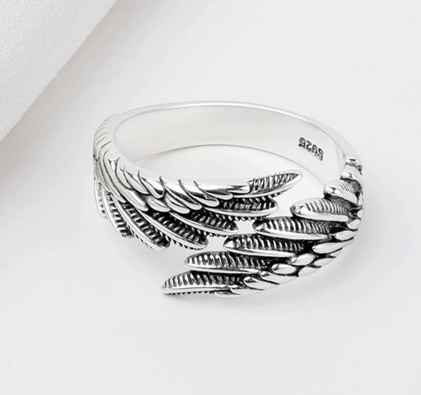 Angel Wings Couple Silver Rings