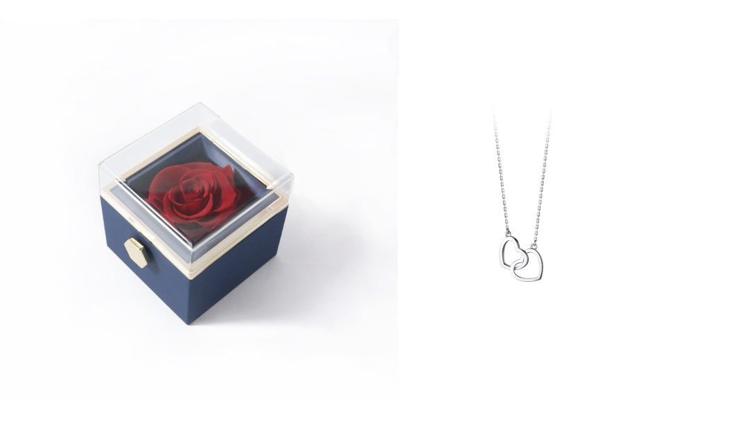 Acrylic Rotating Rose Jewelry Box with Necklace