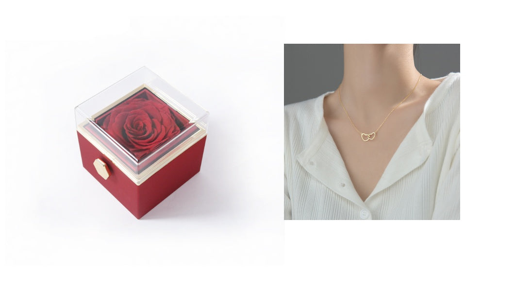 Acrylic Rotating Rose Jewelry Box with Necklace