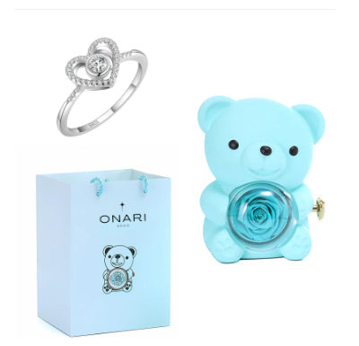 Eternal Rose Teddy Bear Gift Box with Necklace