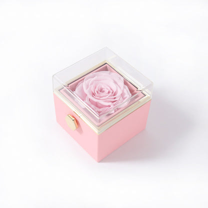 Acrylic Rotating Rose Jewelry Box with Necklace