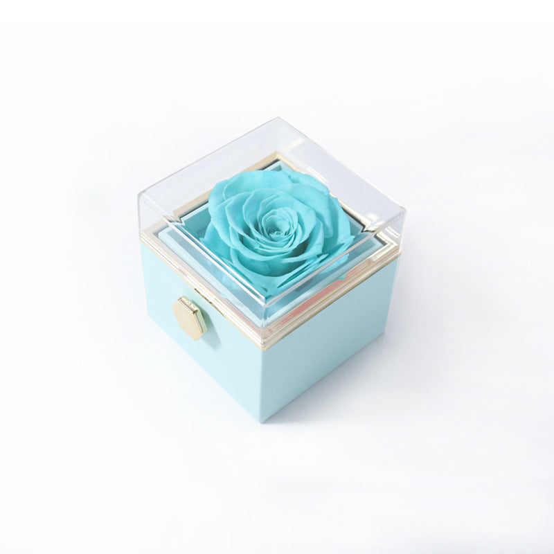 Acrylic Rotating Rose Jewelry Box with Necklace