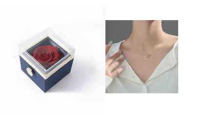 Acrylic Rotating Rose Jewelry Box with Necklace