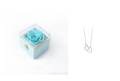 Acrylic Rotating Rose Jewelry Box with Necklace