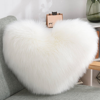 Heart-Shaped Fluffy Throw Pillow Cover