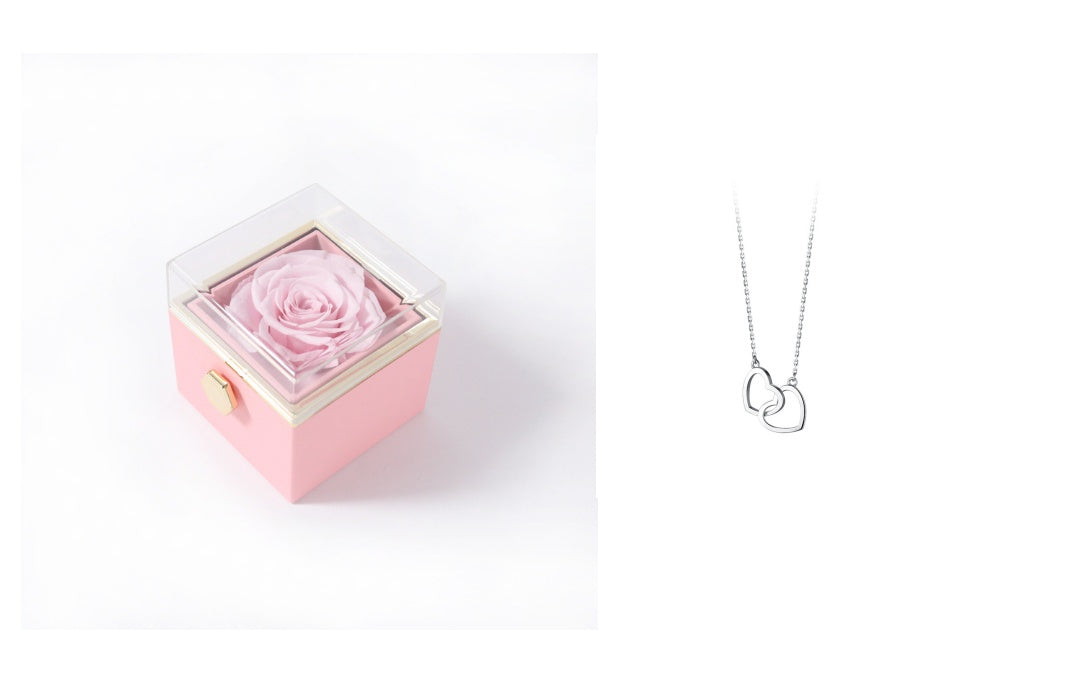 Acrylic Rotating Rose Jewelry Box with Necklace