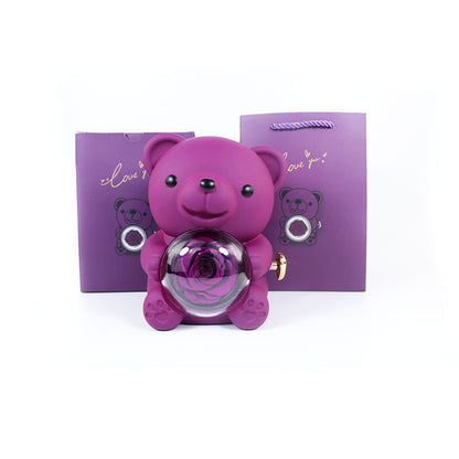 Eternal Rose Teddy Bear Gift Box with Necklace