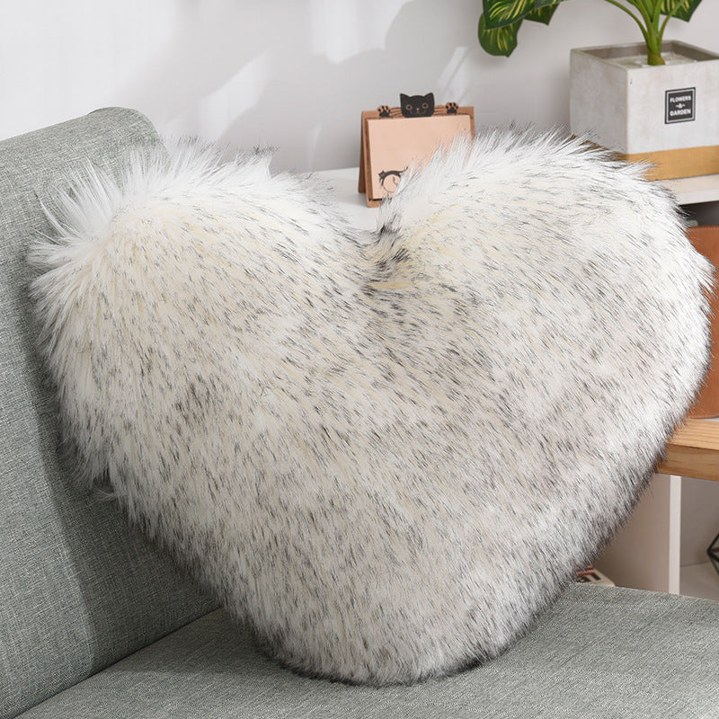 Heart-Shaped Fluffy Throw Pillow Cover