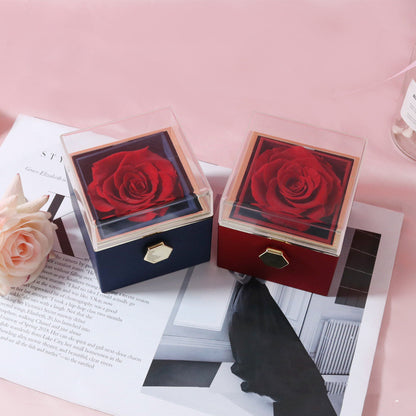 Acrylic Rotating Rose Jewelry Box with Necklace