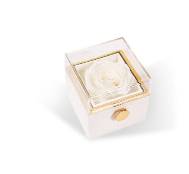 Acrylic Rotating Rose Jewelry Box with Necklace