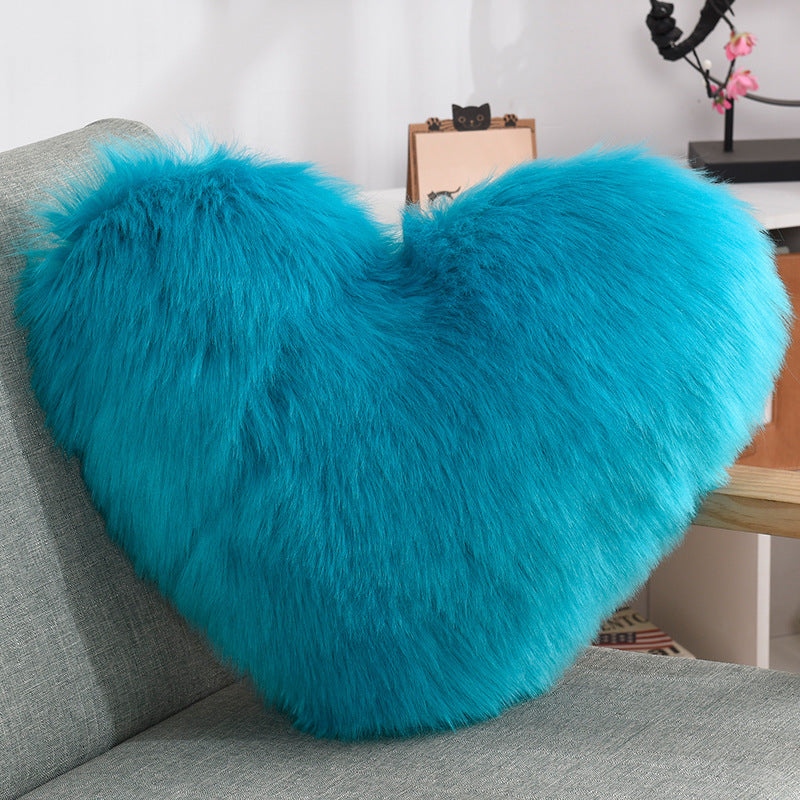 Heart-Shaped Fluffy Throw Pillow Cover