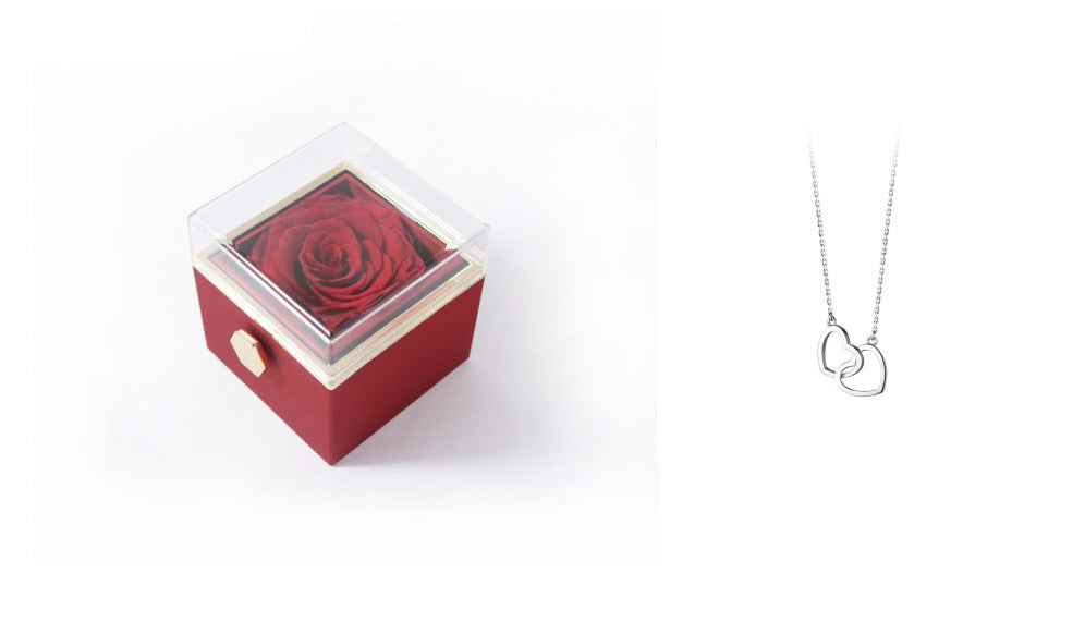 Acrylic Rotating Rose Jewelry Box with Necklace