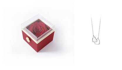 Acrylic Rotating Rose Jewelry Box with Necklace