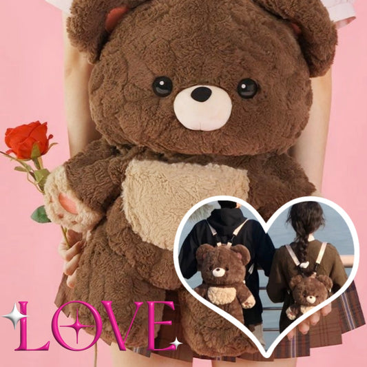 Love Bear Plush Couple’s Backpack – Cute & Versatile