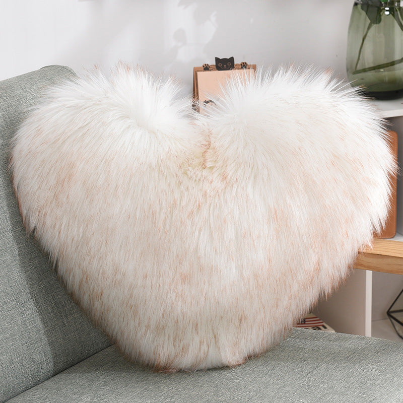 Heart-Shaped Fluffy Throw Pillow Cover