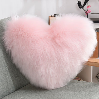 Heart-Shaped Fluffy Throw Pillow Cover