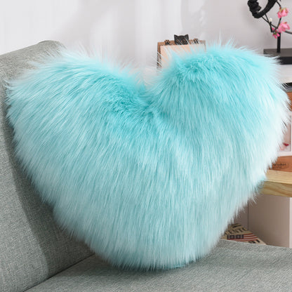 Heart-Shaped Fluffy Throw Pillow Cover