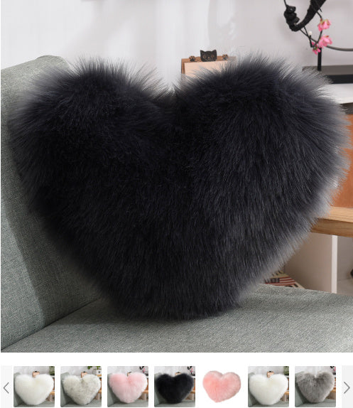 Heart-Shaped Fluffy Throw Pillow Cover