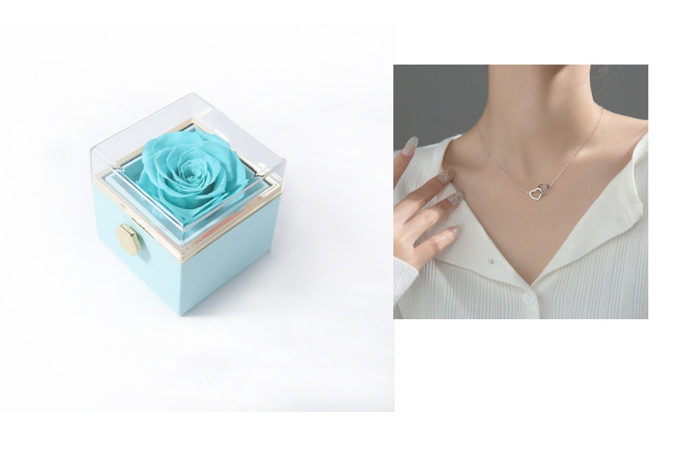 Acrylic Rotating Rose Jewelry Box with Necklace