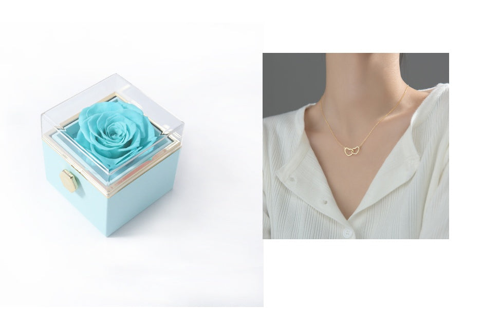 Acrylic Rotating Rose Jewelry Box with Necklace