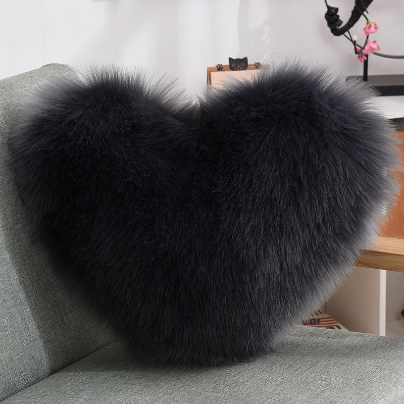 Heart-Shaped Fluffy Throw Pillow Cover