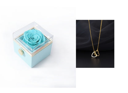 Acrylic Rotating Rose Jewelry Box with Necklace