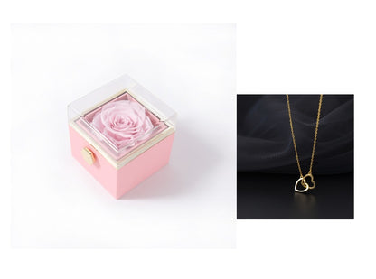 Acrylic Rotating Rose Jewelry Box with Necklace