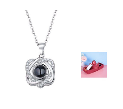 Metal Rose Jewelry Gift Box with Necklace