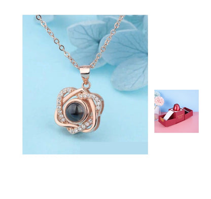 Metal Rose Jewelry Gift Box with Necklace