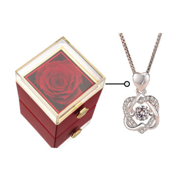 Acrylic Rotating Rose Jewelry Box with Necklace