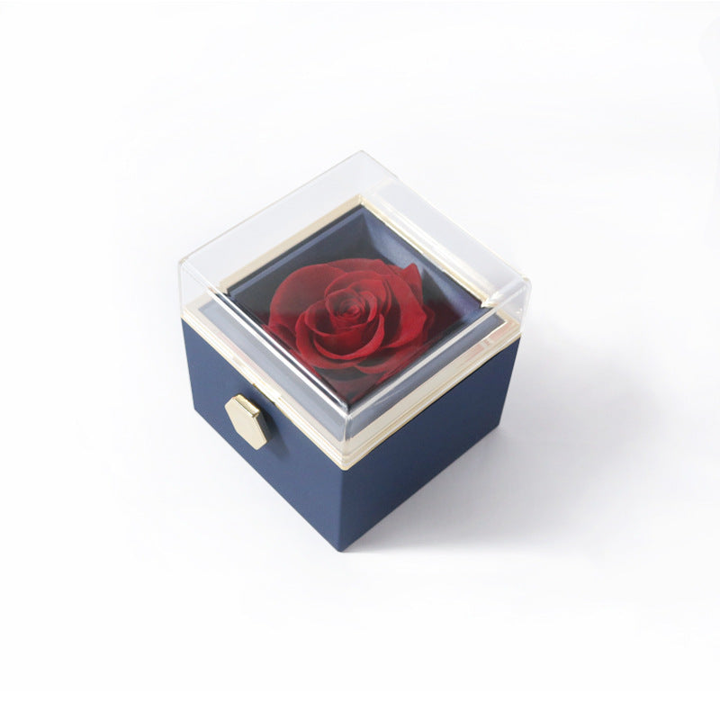 Acrylic Rotating Rose Jewelry Box with Necklace