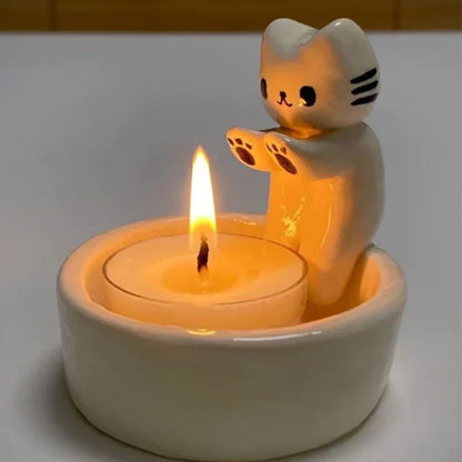 Cartoon Kitten Candle Holder