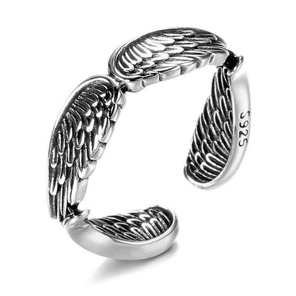 Angel Wings Couple Silver Rings