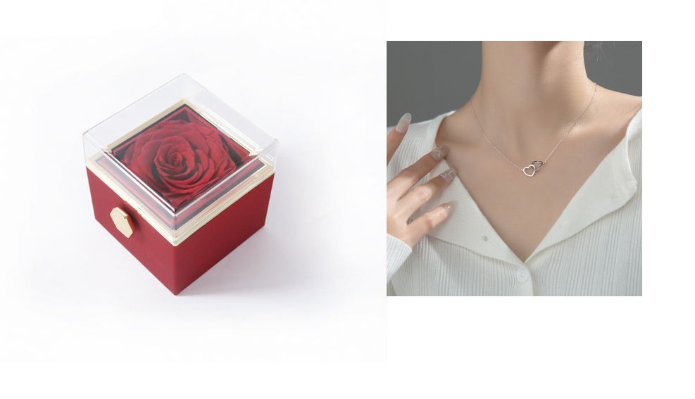 Acrylic Rotating Rose Jewelry Box with Necklace