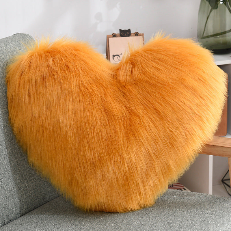 Heart-Shaped Fluffy Throw Pillow Cover