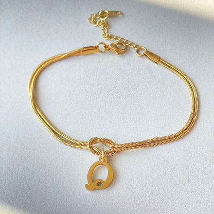 A-Z Love Knot Bracelet – Personalized Gold Charm